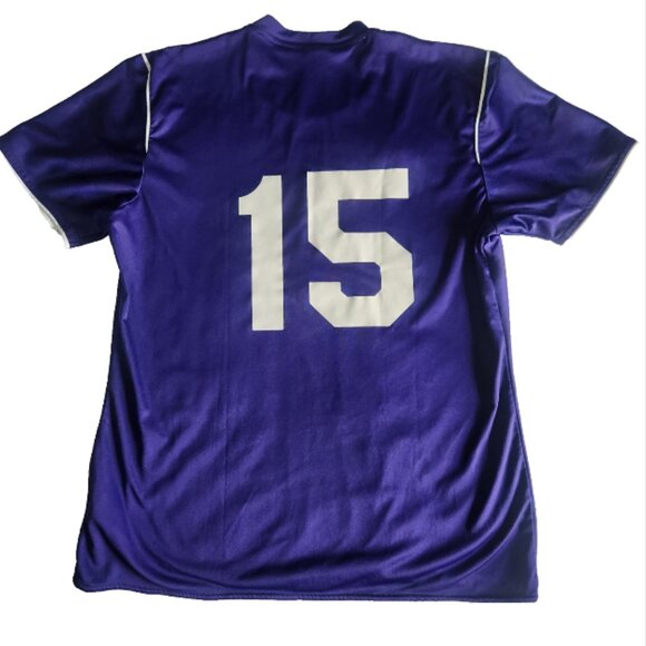 Adidas Shirt Athletic Top Short Sleeve Climalite Purple W White Stripes Med - Picture 10 of 10